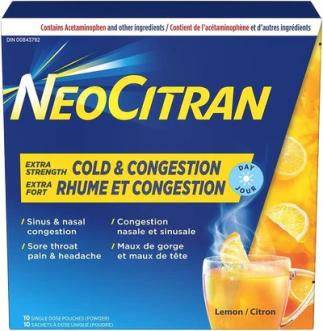 Neocitran Day - Extra Strength Cold & Congestion Lemon Pouches (10)